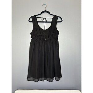 Whimsigoth Babydoll Black Sheer Overlay Dark Fairycore Sz M Fairy Grunge Dress